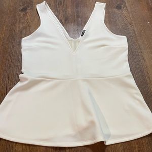 Express Ivory V-Neck Tank Top